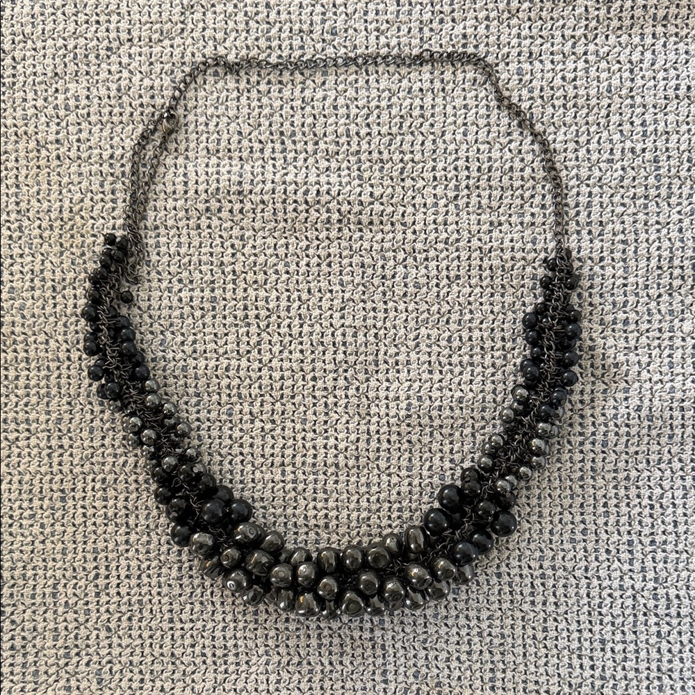 Elegant Black and Silver Beaded Necklace